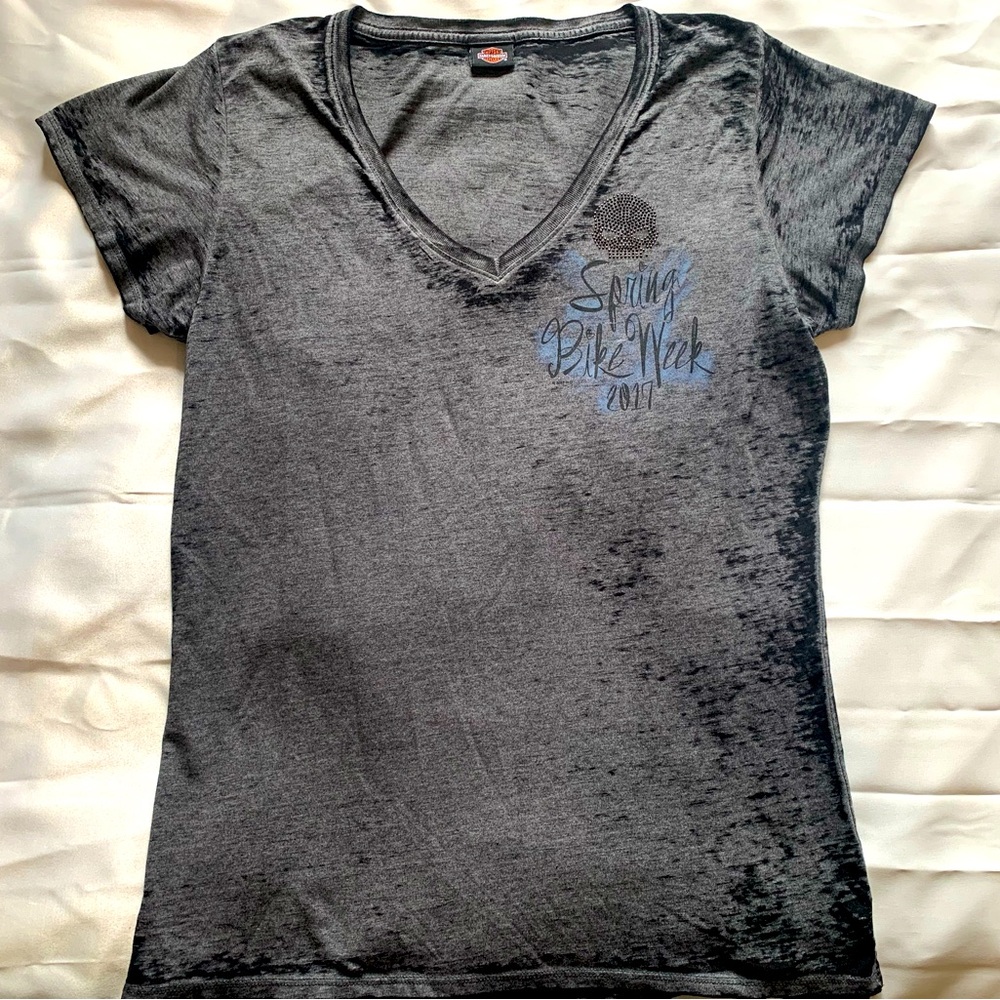 Harley Davidson Charcoal V-Neck Women’s Tee 2017